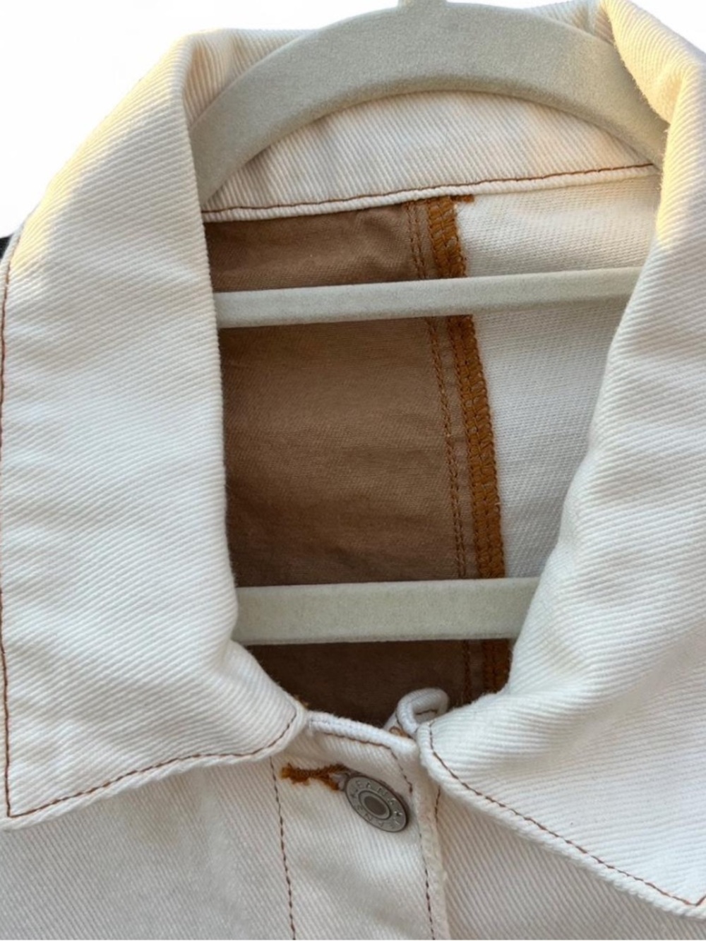 90s Colorblock Corduroy Jacket with Leopard Accent - Cream & Rust - Picture 5 of 8